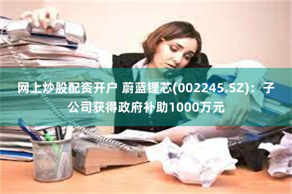 网上炒股配资开户 蔚蓝锂芯(002245.SZ)：子公司获得政府补助1000万元