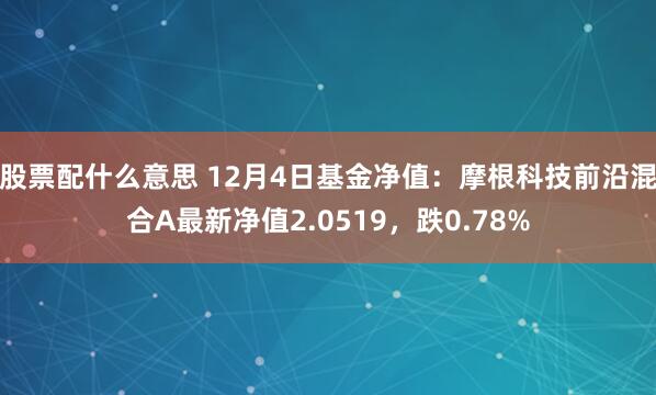 股票配什么意思 12月4日基金净值：摩根科技前沿混合A最新净值2.0519，跌0.78%