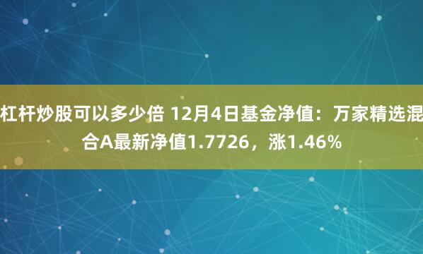 杠杆炒股可以多少倍 12月4日基金净值：万家精选混合A最新净值1.7726，涨1.46%