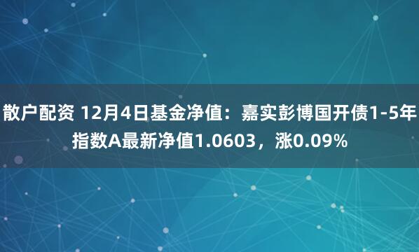 散户配资 12月4日基金净值：嘉实彭博国开债1-5年指数A最新净值1.0603，涨0.09%