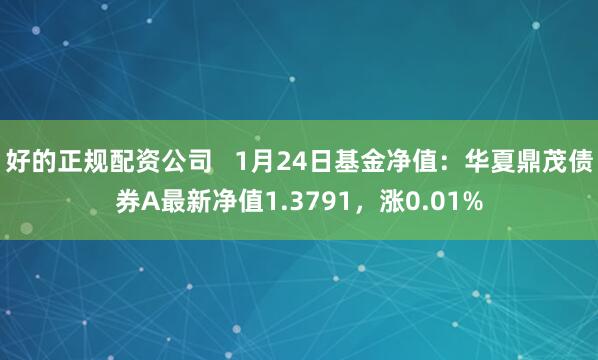 好的正规配资公司   1月24日基金净值：华夏鼎茂债券A最新净值1.3791，涨0.01%