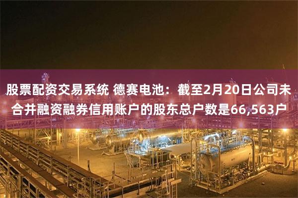 股票配资交易系统 德赛电池：截至2月20日公司未合并融资融券信用账户的股东总户数是66,563户